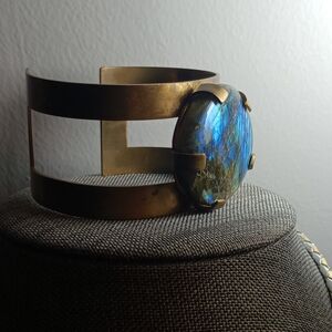 Banana Republic LABRADORITE PEBBLE Brass CUFF By AUREUS+ ARGENT, Sold Out!